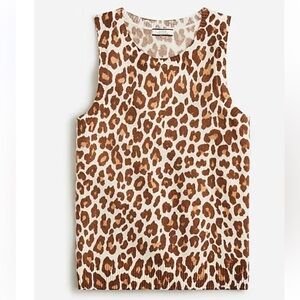 Jcrew Cashmere crewneck sweater shell in leopard print, NWT, size L